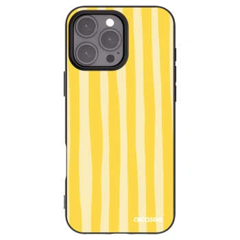 Picasee Apple iPhone 16 Pro Max Hülle - Schwarzes Silikon - Lines lemon