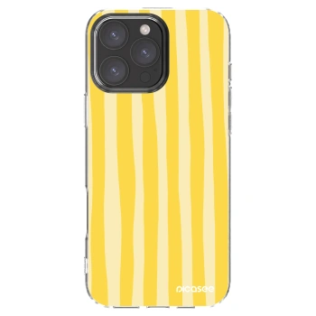 Picasee Apple iPhone 16 Pro Max Hülle - Transparentes Silikon - Lines lemon