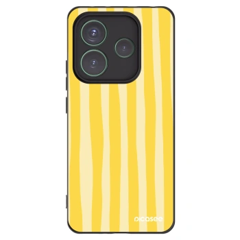 Picasee Xiaomi Redmi Note 14 5G Hülle - Schwarzes Silikon - Lines lemon