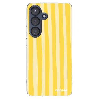 Picasee Samsung Galaxy S25 5G Hülle - Transparentes Silikon - Lines lemon