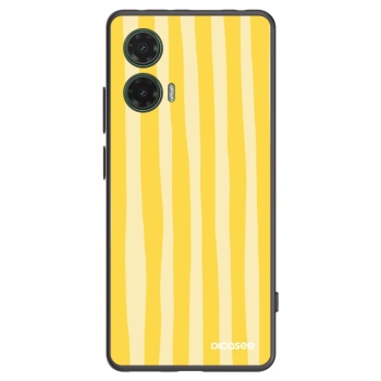 Picasee Motorola Moto G35 5G Hülle - Schwarzes Silikon - Lines lemon