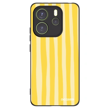 Picasee Xiaomi Redmi Note 14 4G Hülle - Schwarzes Silikon - Lines lemon
