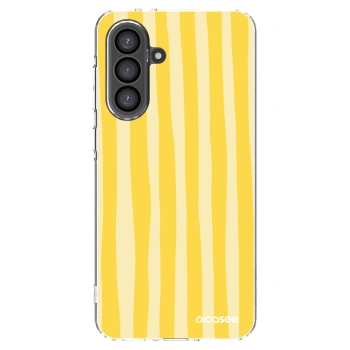 Picasee Samsung Galaxy A56 5G A566B Hülle - Transparentes Silikon - Lines lemon