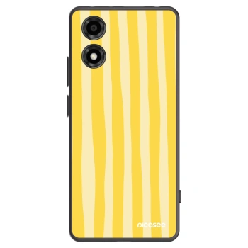 Picasee Motorola Moto E14 Hülle - Schwarzes Silikon - Lines lemon