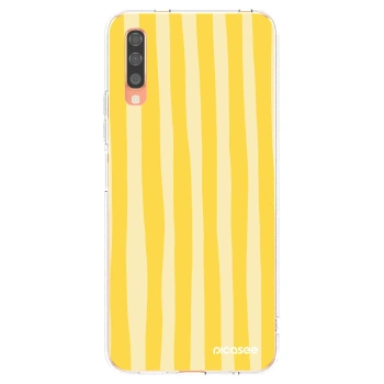 Picasee Samsung Galaxy A70 A705F Hülle - Transparentes Silikon - Lines lemon