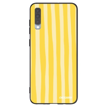 Picasee Samsung Galaxy A70 A705F Hülle - Schwarzes Silikon - Lines lemon