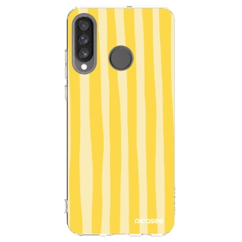 Picasee Huawei P30 Lite Hülle - Transparentes Silikon - Lines lemon