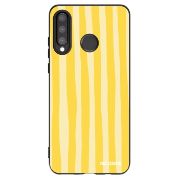 Picasee Huawei P30 Lite Hülle - Schwarzes Silikon - Lines lemon