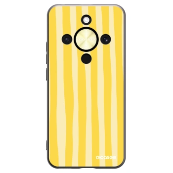Picasee Honor Magic8 Lite 5G Hülle - Schwarzes Silikon - Lines lemon