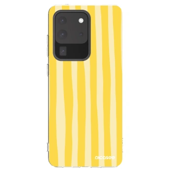Picasee Samsung Galaxy S20 Ultra 5G G988F Hülle - Transparentes Silikon - Lines lemon