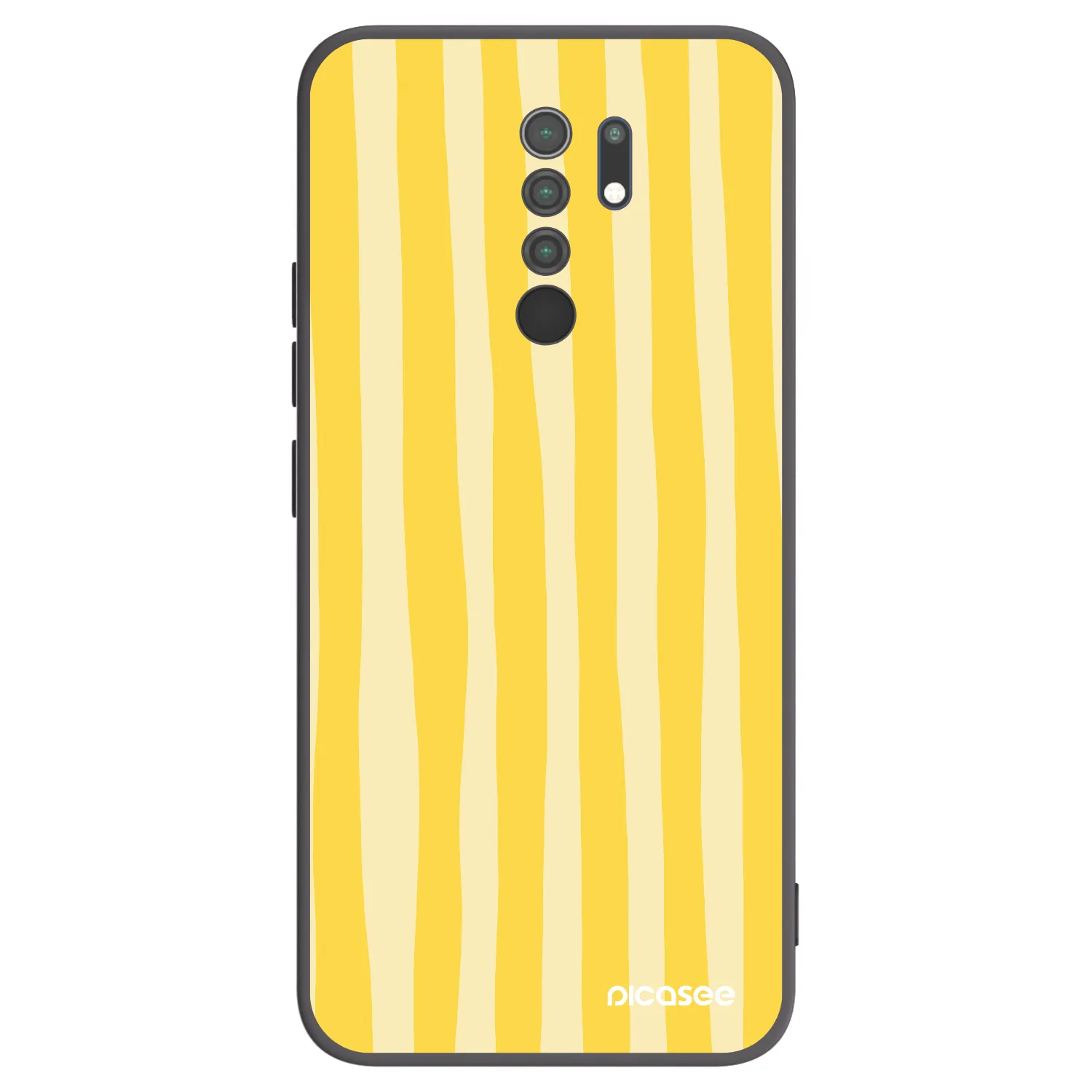 Picasee Xiaomi Redmi 9 Hülle - Schwarzes Silikon - Lines lemon