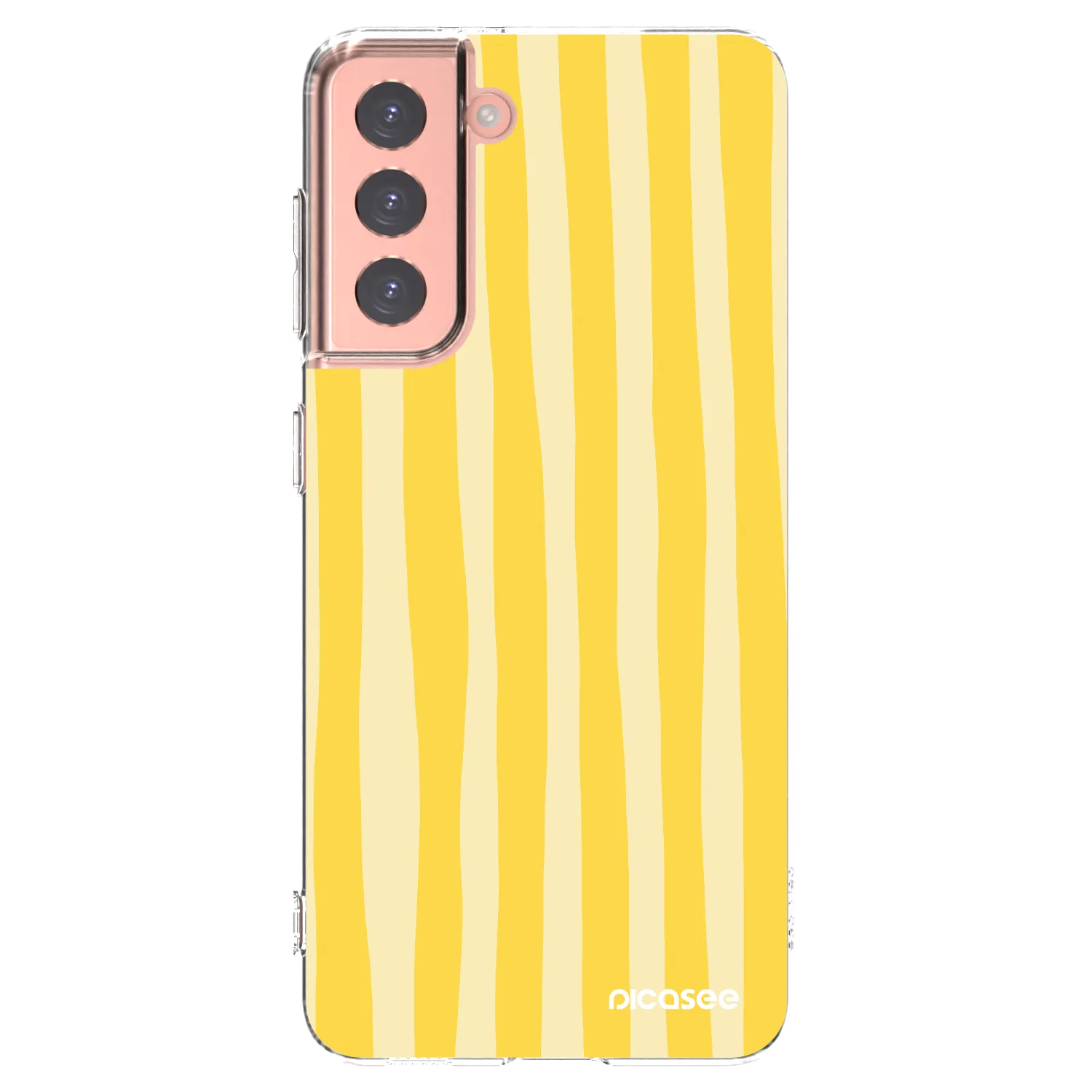 Picasee Samsung Galaxy S21 5G G991B Hülle - Transparentes Silikon - Lines lemon