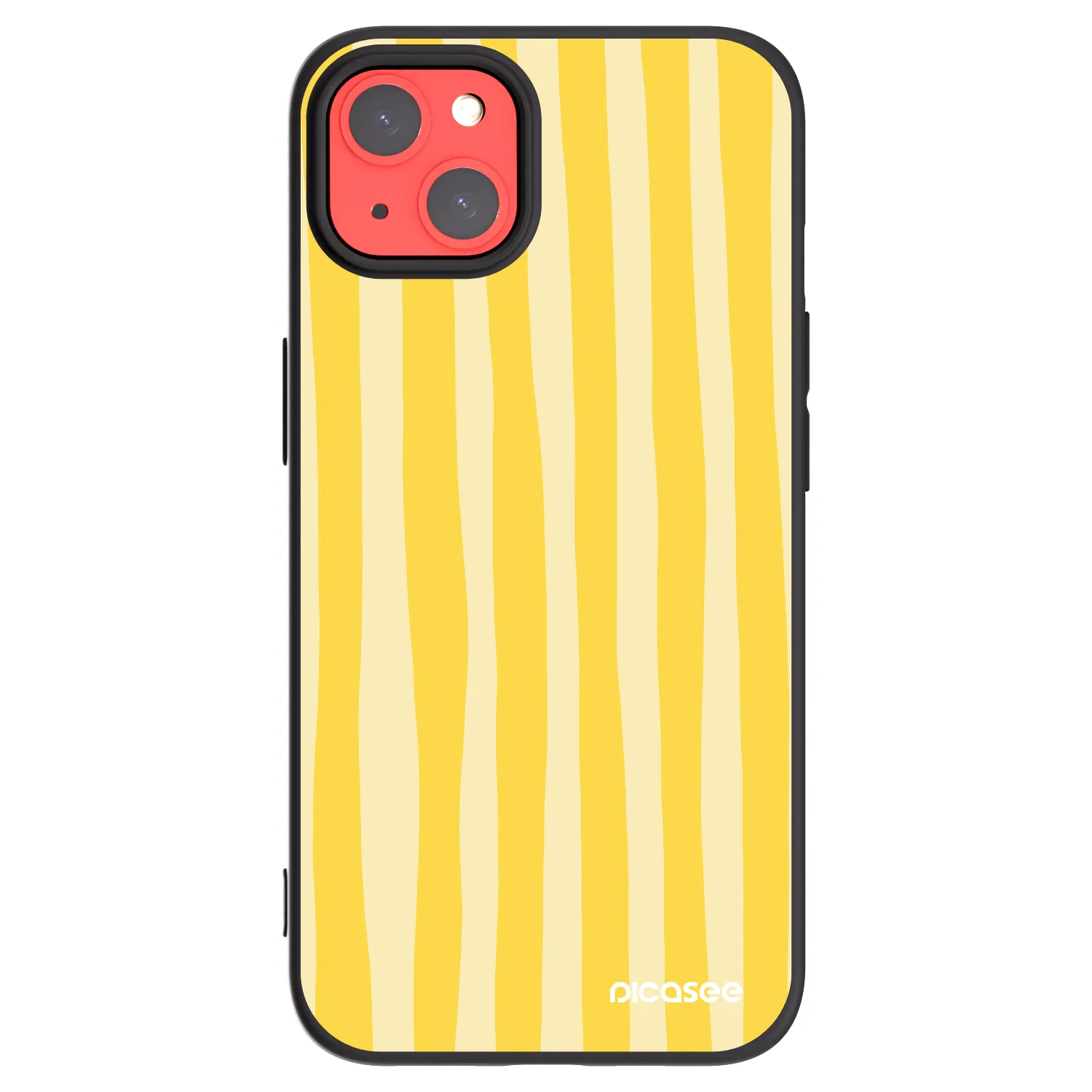 Picasee Apple iPhone 13 Hülle - Schwarzes Silikon - Lines lemon