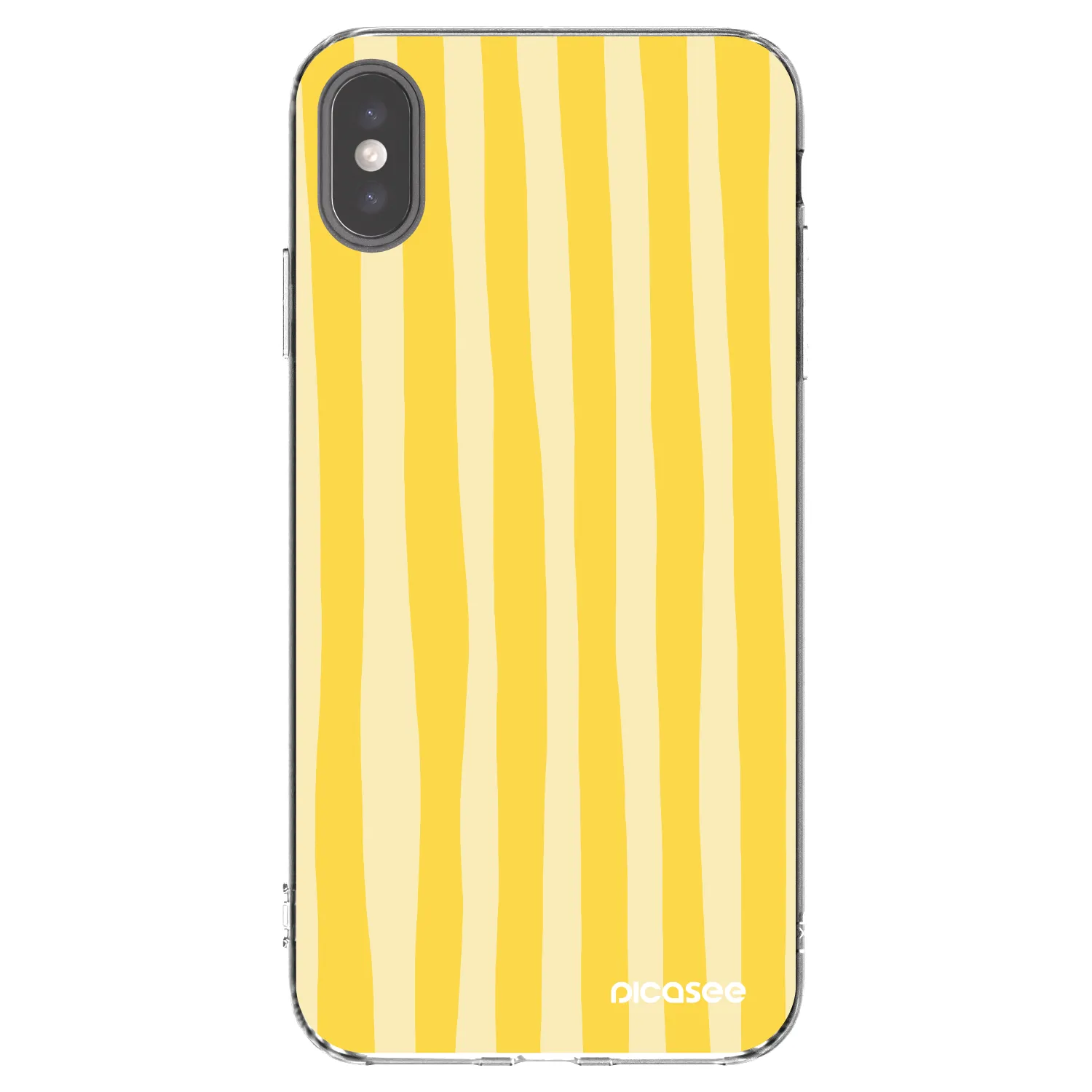 Picasee Apple iPhone XS Max Hülle - Transparentes Silikon - Lines lemon
