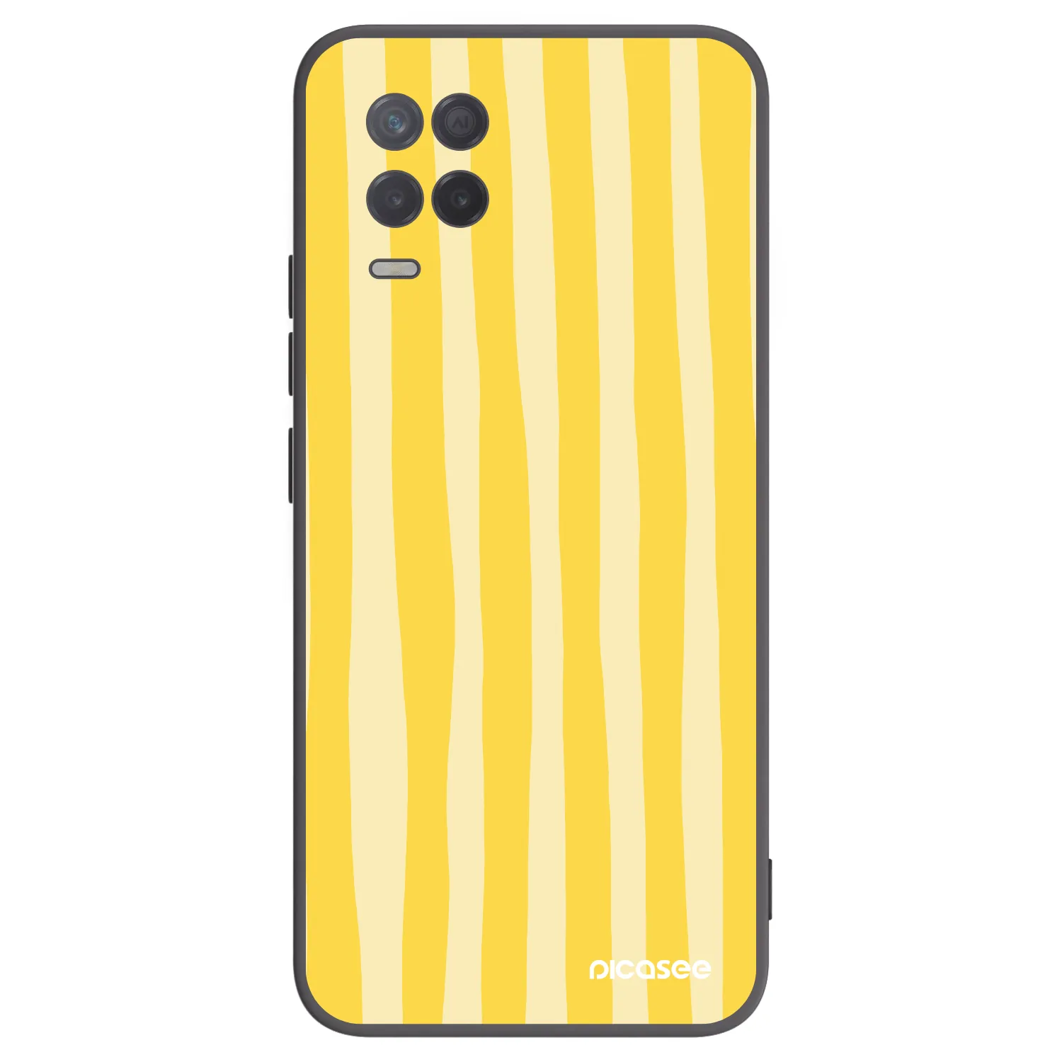 Picasee Realme 8 5G Hülle - Schwarzes Silikon - Lines lemon