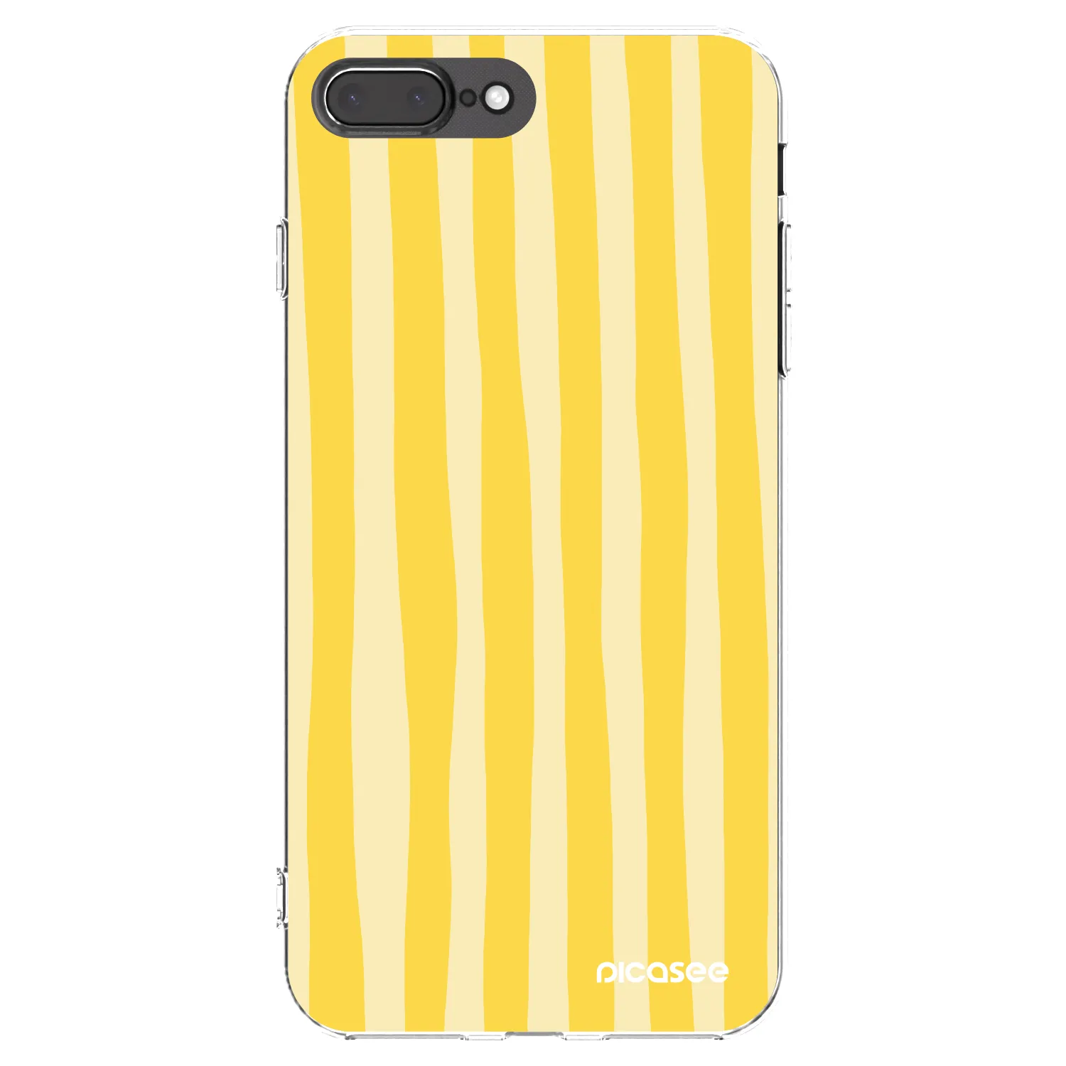 Picasee Apple iPhone 7 Plus Hülle - Transparentes Silikon - Lines lemon