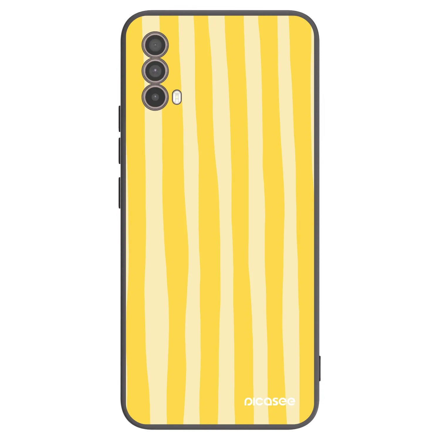 Picasee Motorola Moto E40 Hülle - Schwarzes Silikon - Lines lemon