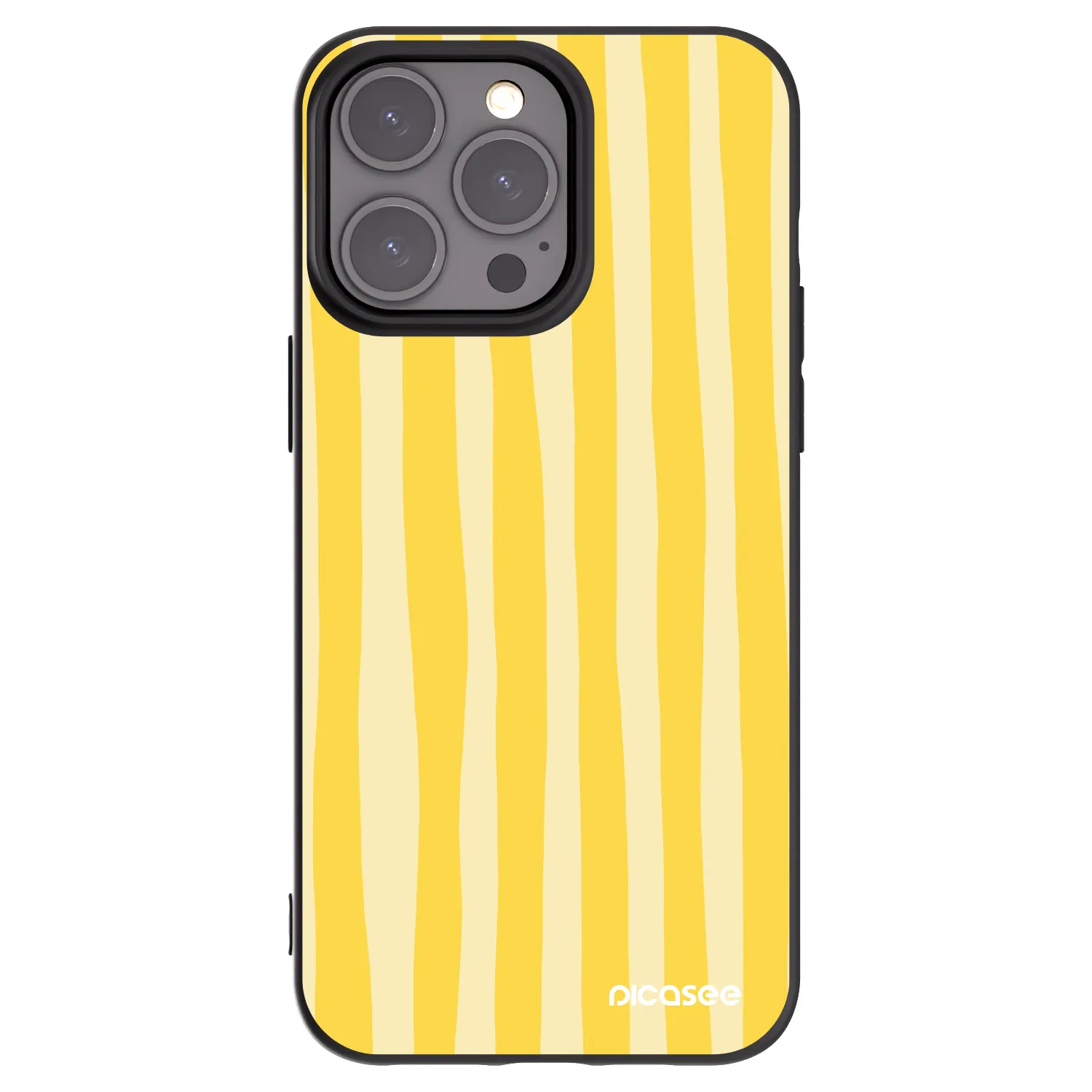 Picasee Apple iPhone 15 Pro Max Hülle - Schwarzes Silikon - Lines lemon