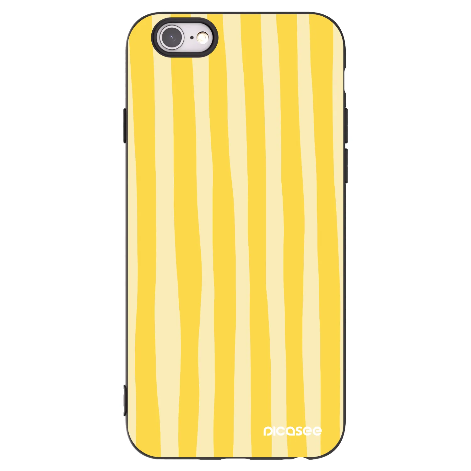 Picasee Apple iPhone 6/6S Hülle - Schwarzes Silikon - Lines lemon