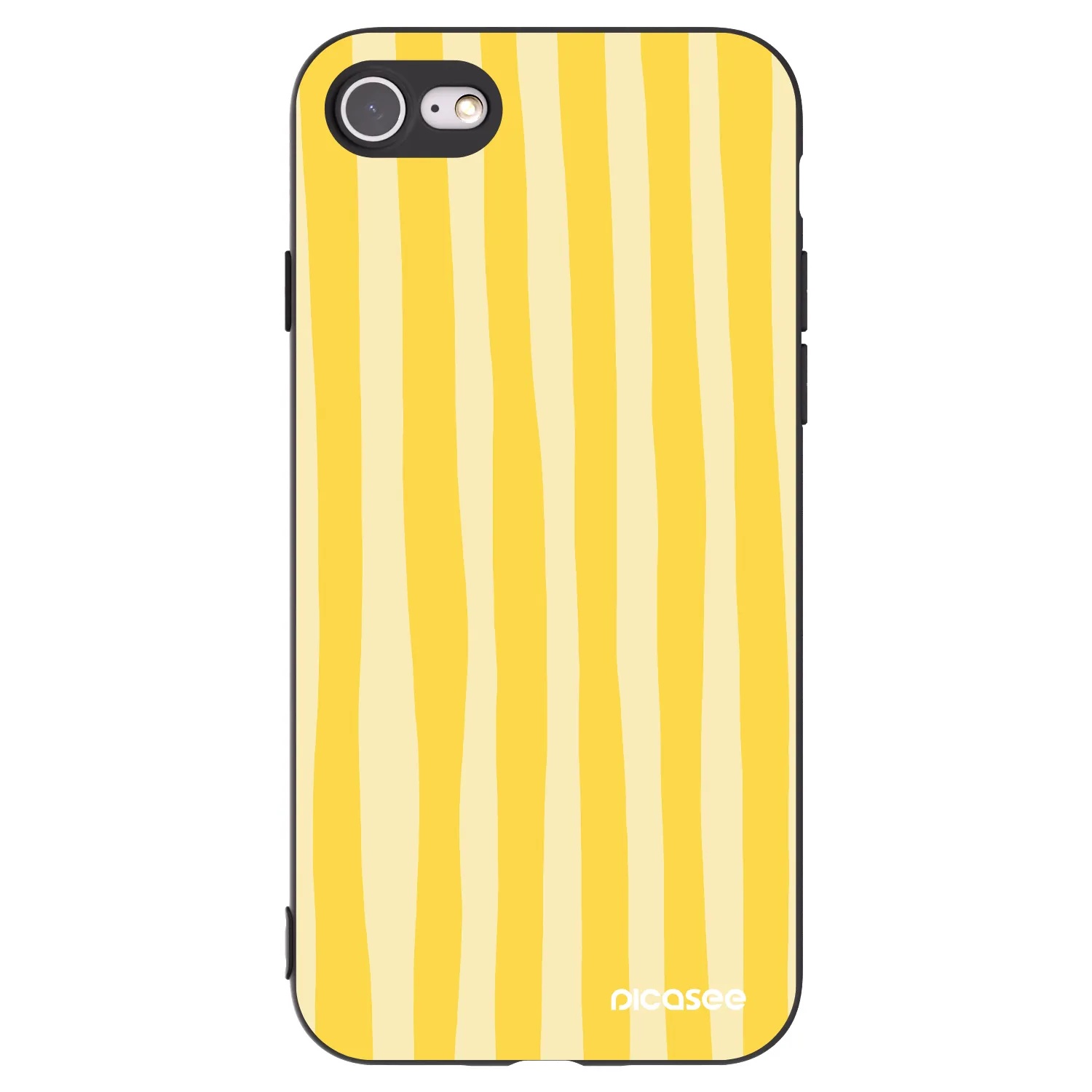 Picasee Apple iPhone 7 Hülle - Schwarzes Silikon - Lines lemon