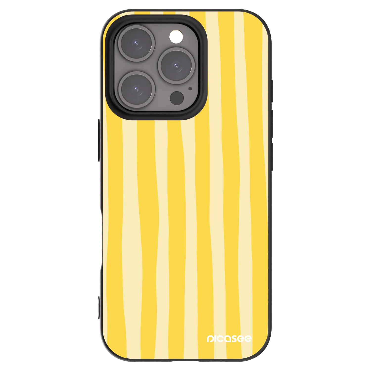 Picasee Apple iPhone 16 Pro Hülle - Schwarzes Silikon - Lines lemon