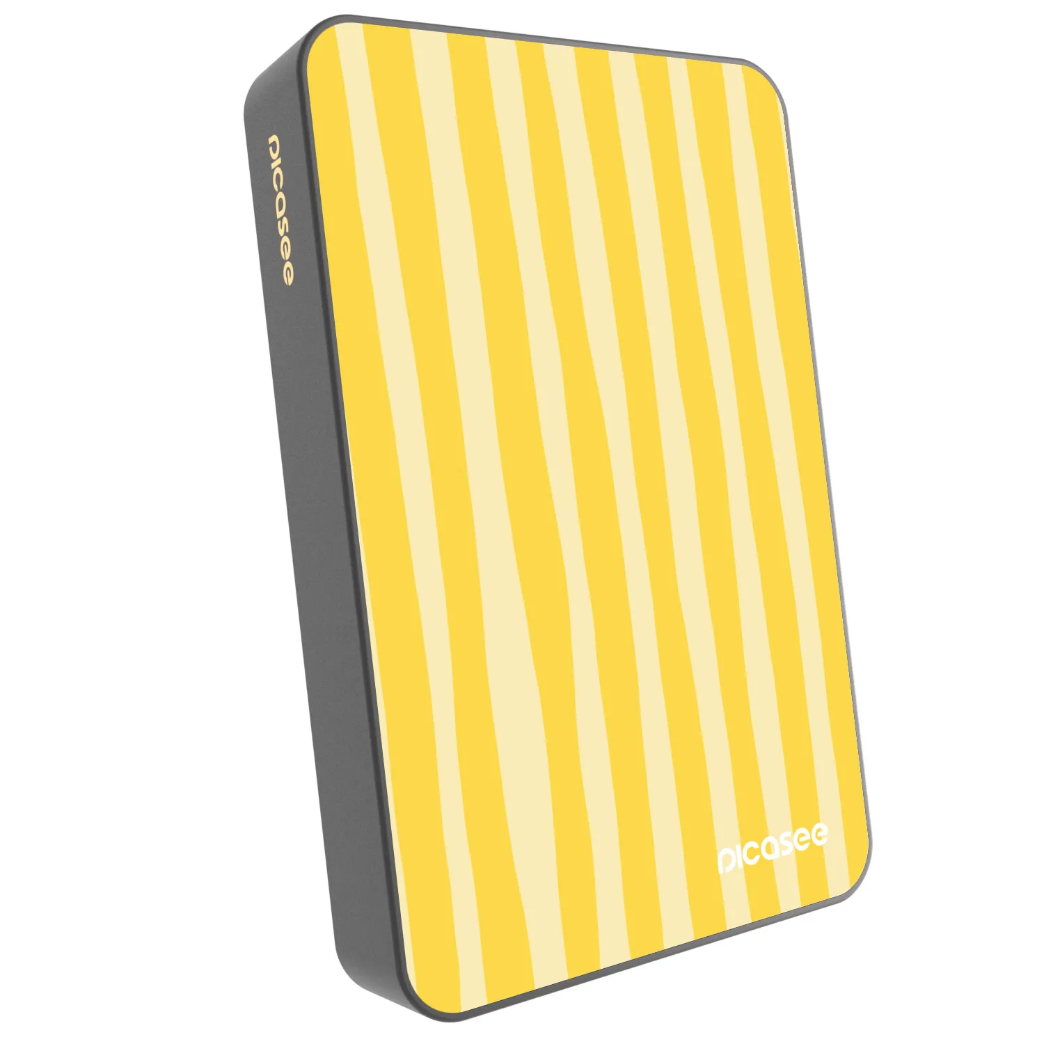 Picasee Powerbank mit MagSafe 10 000 mAh Grau - Lines lemon
