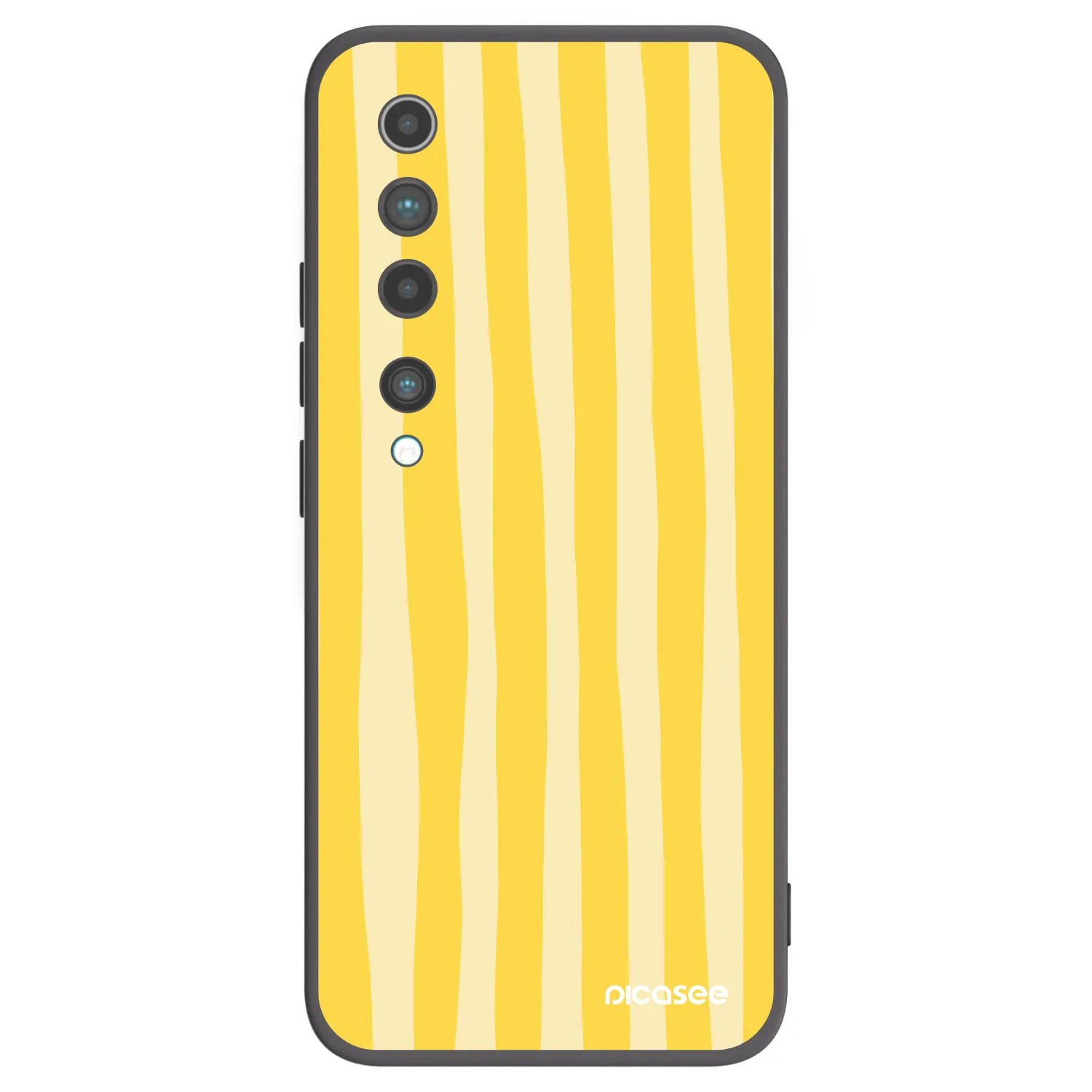 Picasee Xiaomi Mi 10 Hülle - Schwarzes Silikon - Lines lemon