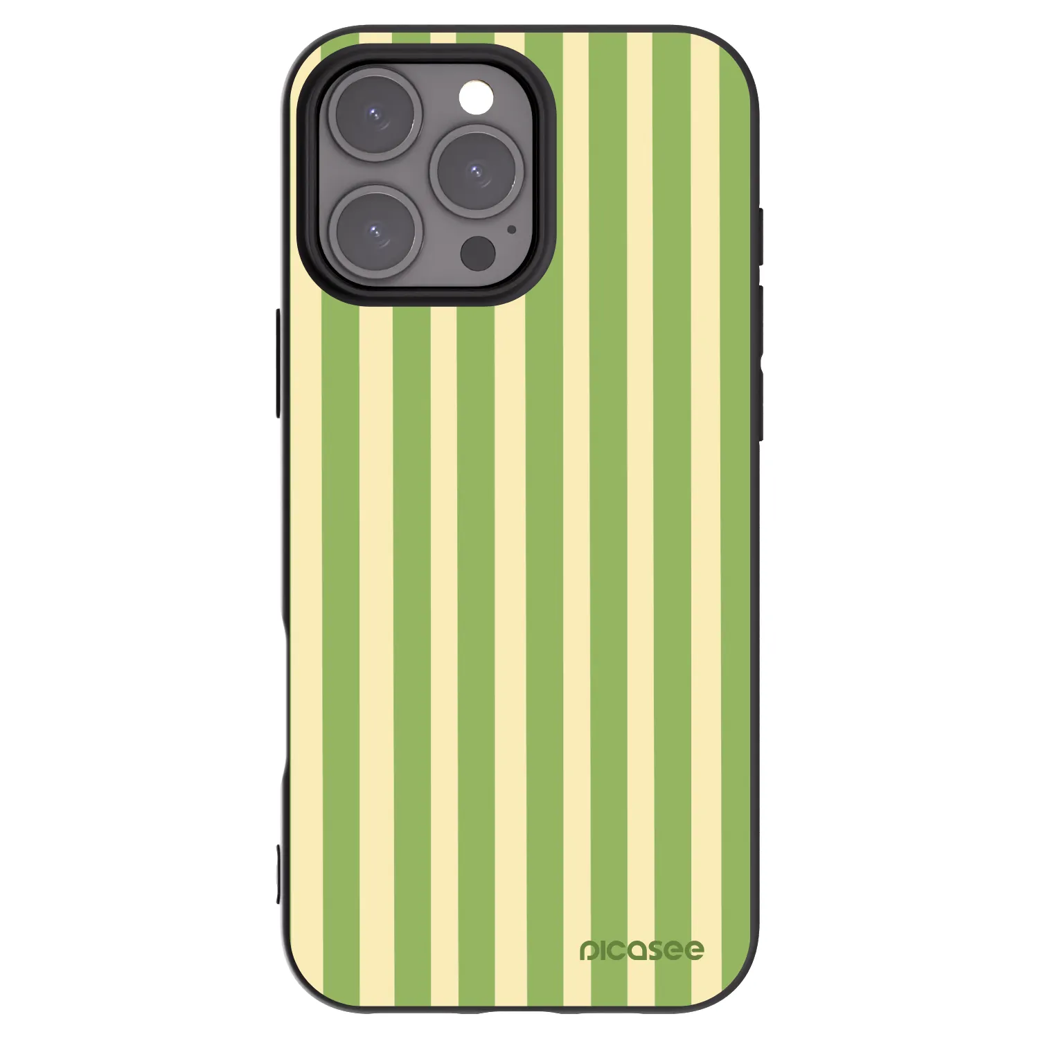 Picasee Apple iPhone 16 Pro Max Hülle - Schwarzes Silikon - Lines Matcha