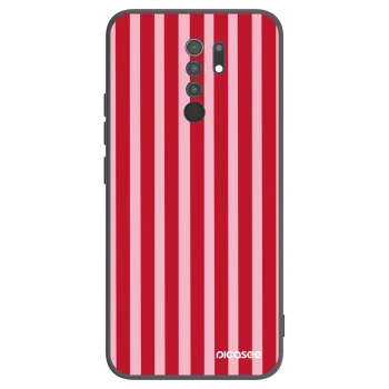 Picasee Xiaomi Redmi 9 Hülle - Schwarzes Silikon - Lines red