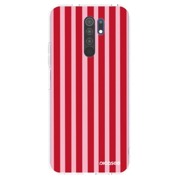 Picasee Xiaomi Redmi 9 Hülle - Transparentes Silikon - Lines red