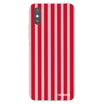 Picasee Xiaomi Redmi 9A Hülle - Transparentes Silikon - Lines red