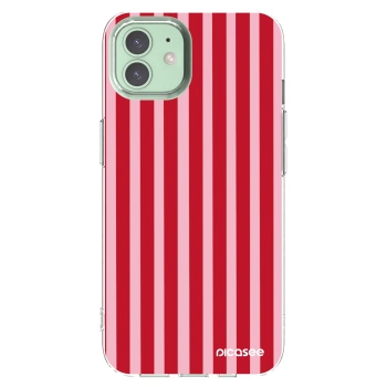 Picasee Apple iPhone 12 Hülle - Transparentes Silikon - Lines red