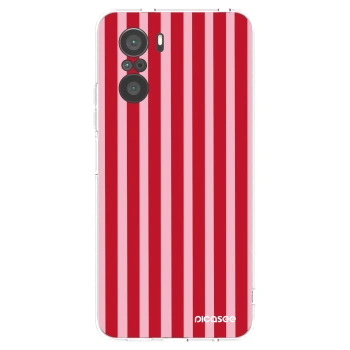Picasee Xiaomi Poco F3 Hülle - Transparentes Silikon - Lines red
