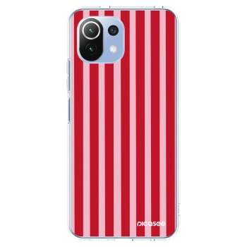 Picasee Xiaomi 11 Lite 5G NE Hülle - Transparentes Silikon - Lines red