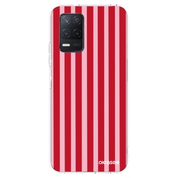 Picasee Realme 8 5G Hülle - Transparentes Silikon - Lines red