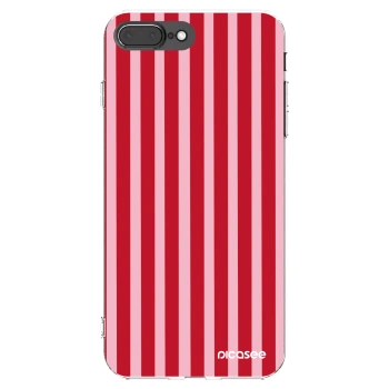 Picasee Apple iPhone 7 Plus Hülle - Transparentes Silikon - Lines red