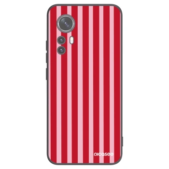 Picasee Xiaomi 12 Hülle - Schwarzes Silikon - Lines red