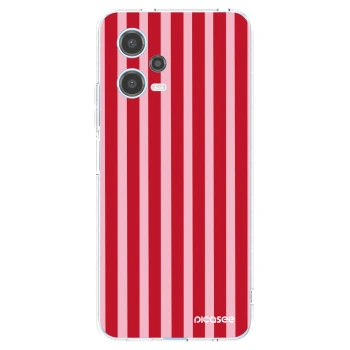 Picasee Xiaomi Redmi Note 12 5G Hülle - Transparentes Silikon - Lines red