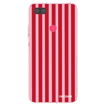 Picasee Xiaomi Mi 8 Lite Hülle - Transparentes Silikon - Lines red