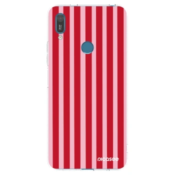 Picasee Huawei Y7 2019 Hülle - Transparentes Silikon - Lines red