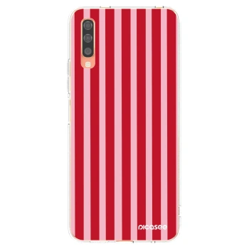 Picasee Samsung Galaxy A70 A705F Hülle - Transparentes Silikon - Lines red