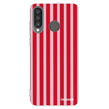 Picasee Huawei P30 Lite Hülle - Transparentes Silikon - Lines red