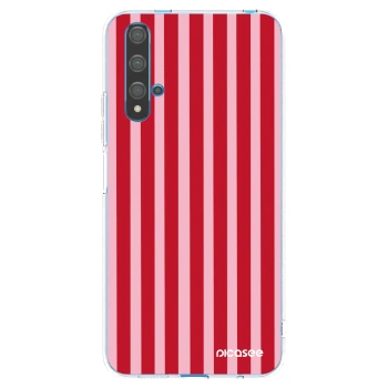 Picasee Huawei Nova 5T Hülle - Transparentes Silikon - Lines red