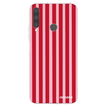 Picasee Huawei P40 Lite E Hülle - Transparentes Silikon - Lines red