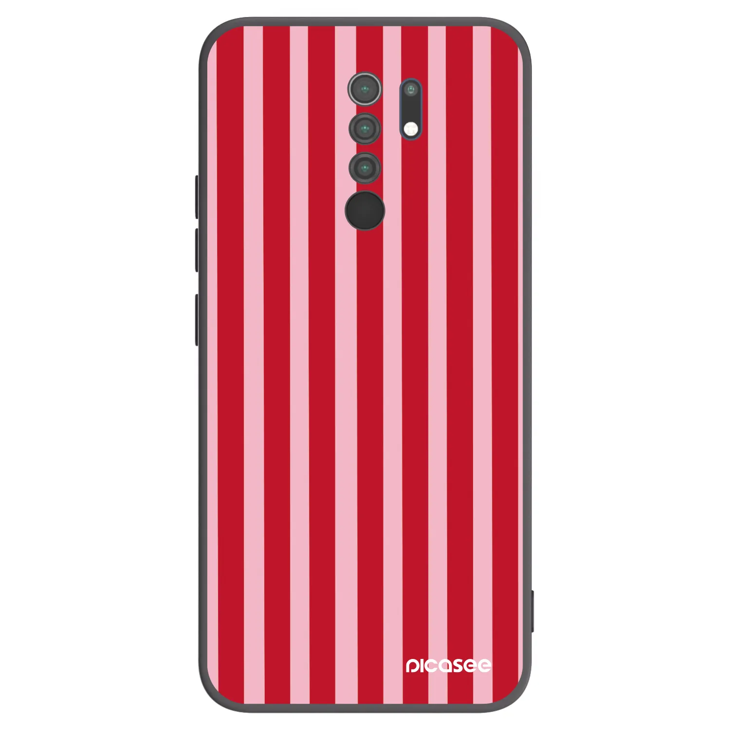 Picasee Xiaomi Redmi 9 Hülle - Schwarzes Silikon - Lines red