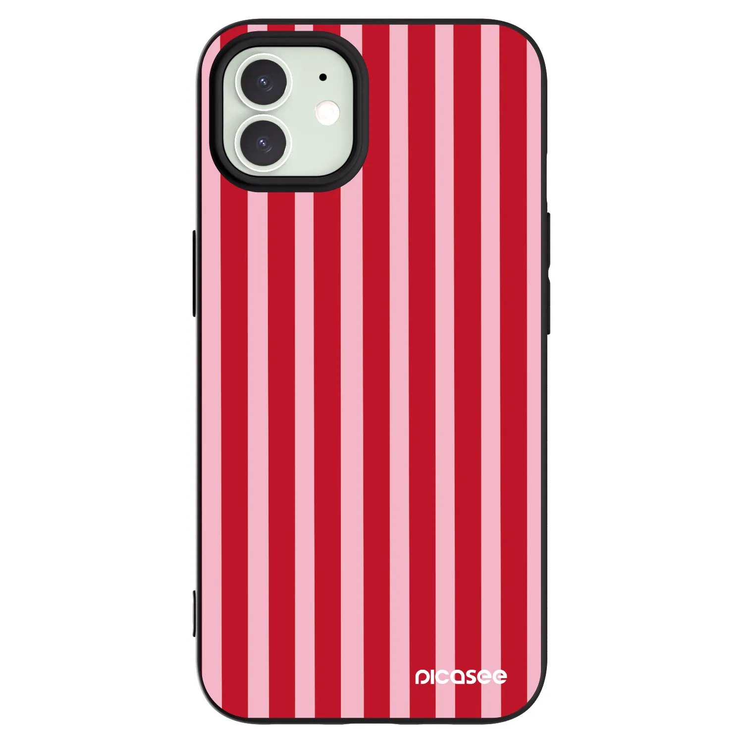 Picasee Apple iPhone 12 Hülle - Schwarzes Silikon - Lines red