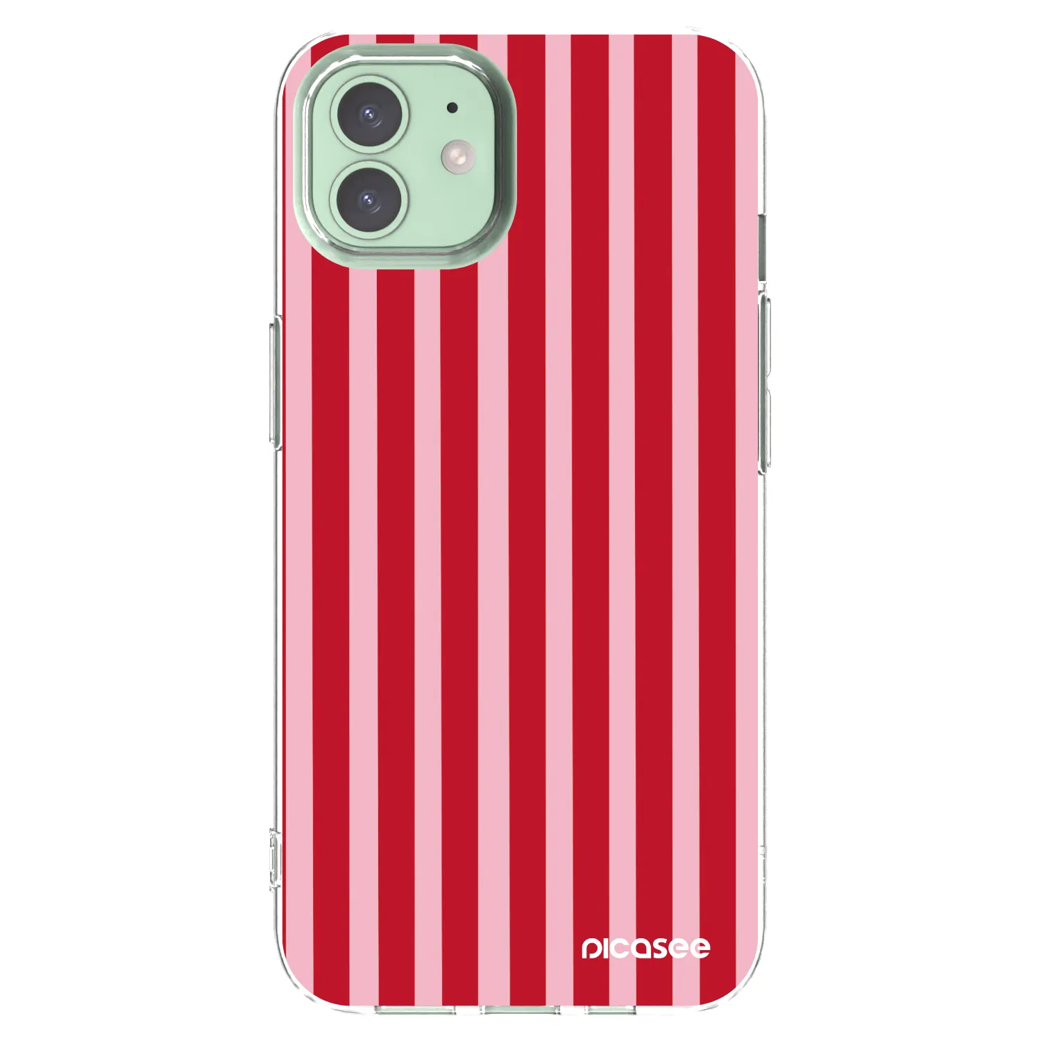 Picasee Apple iPhone 12 Hülle - Transparentes Silikon - Lines red