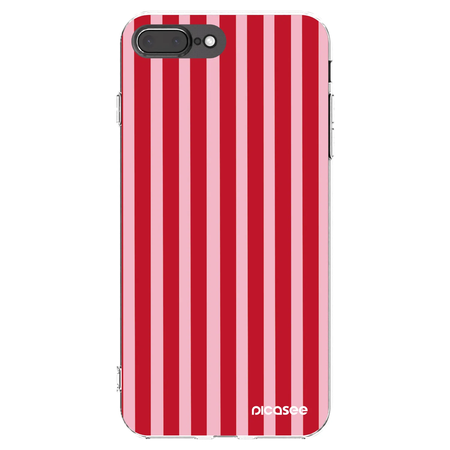 Picasee Apple iPhone 7 Plus Hülle - Transparentes Silikon - Lines red