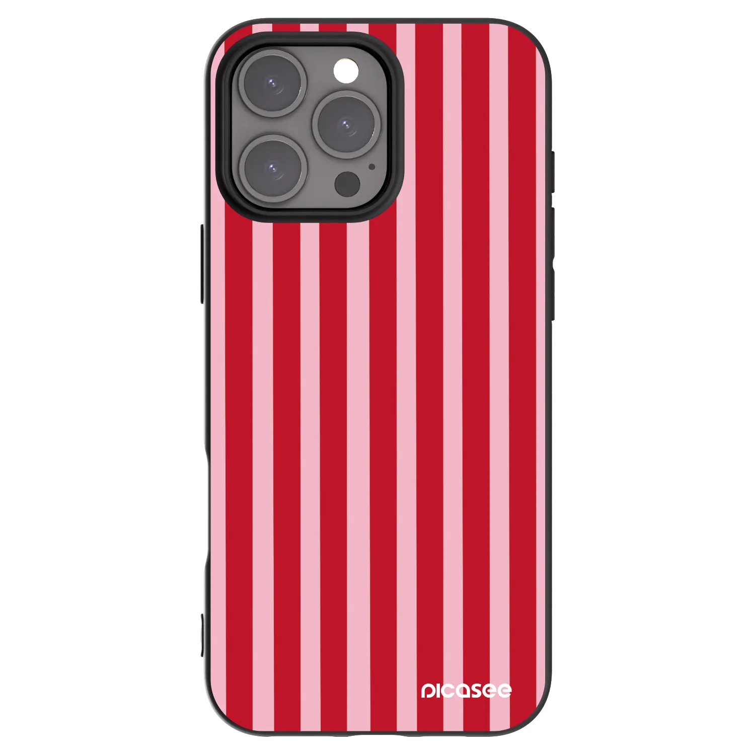Picasee Apple iPhone 16 Pro Max Hülle - Schwarzes Silikon - Lines red