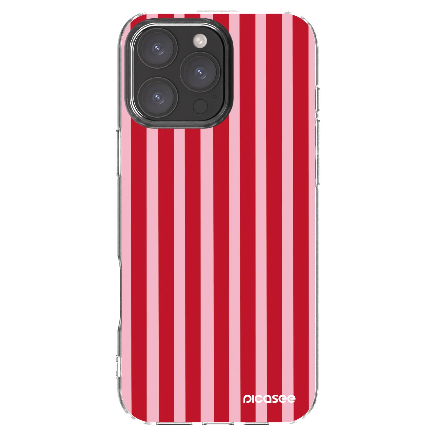 Picasee Apple iPhone 16 Pro Max Hülle - Transparentes Silikon - Lines red